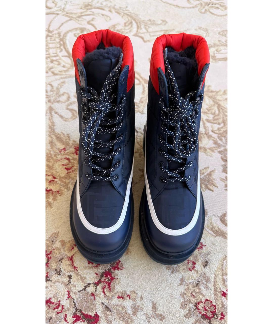 FENDI Синие текстильные ботинки, фото 3
