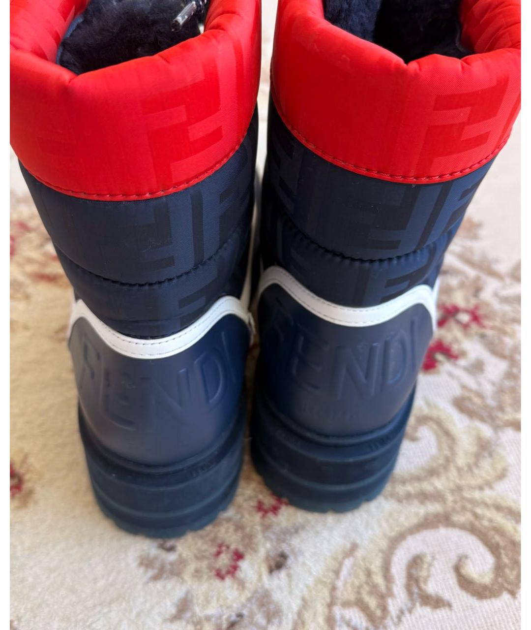 FENDI Синие текстильные ботинки, фото 4