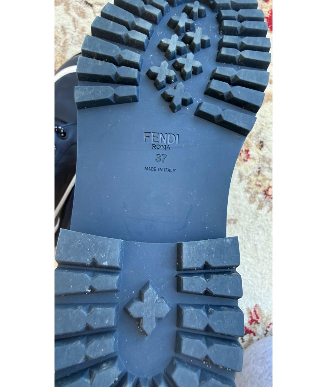 FENDI Синие текстильные ботинки, фото 5