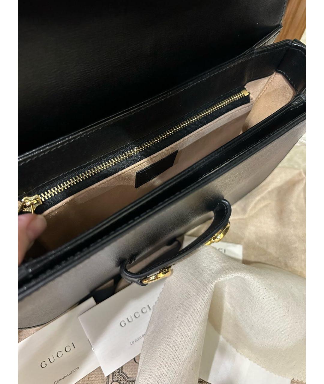 GUCCI Черная кожаная сумка через плечо, фото 3