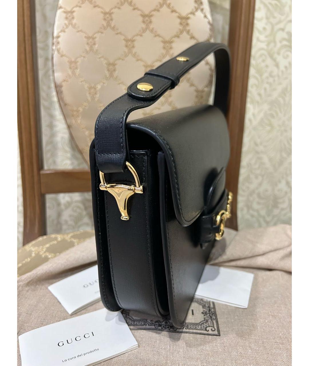 GUCCI Черная кожаная сумка через плечо, фото 7