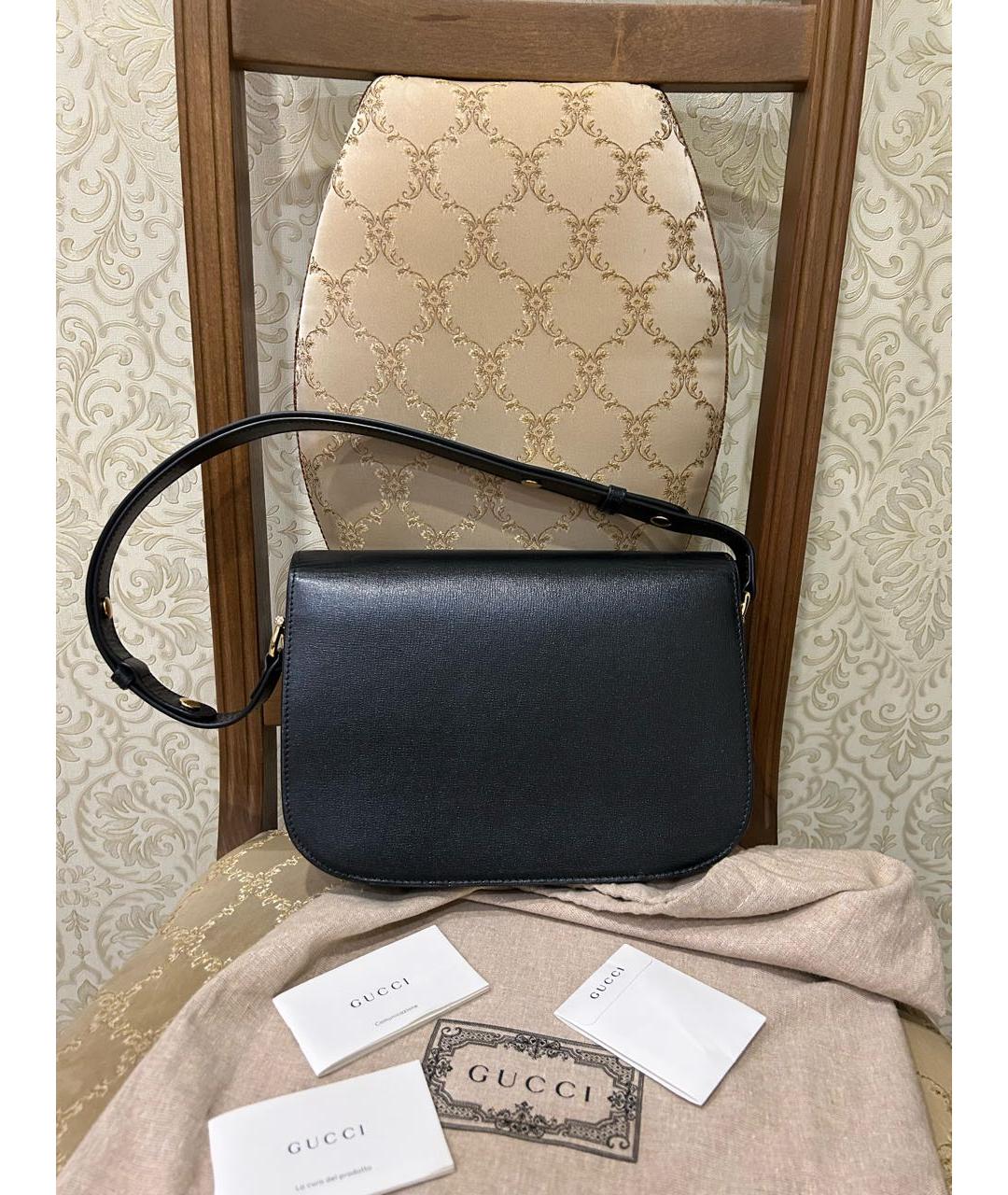 GUCCI Черная кожаная сумка через плечо, фото 4