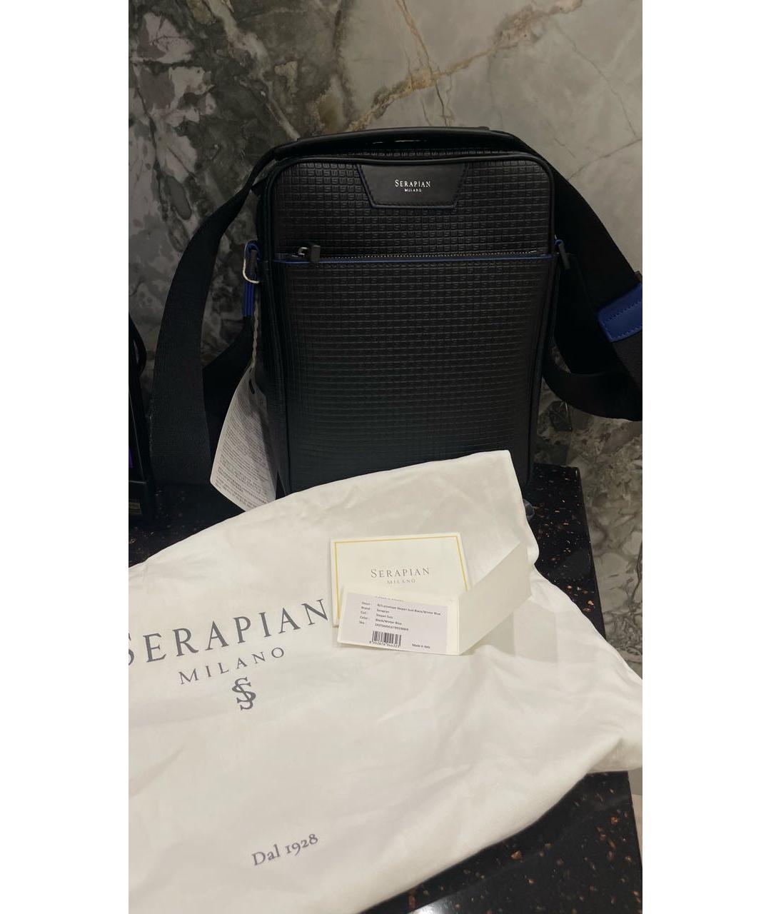 SERAPIAN Черная кожаная сумка на плечо, фото 3