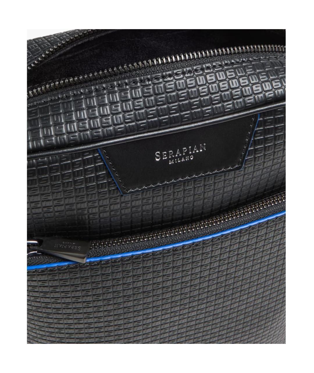 SERAPIAN Черная кожаная сумка на плечо, фото 4