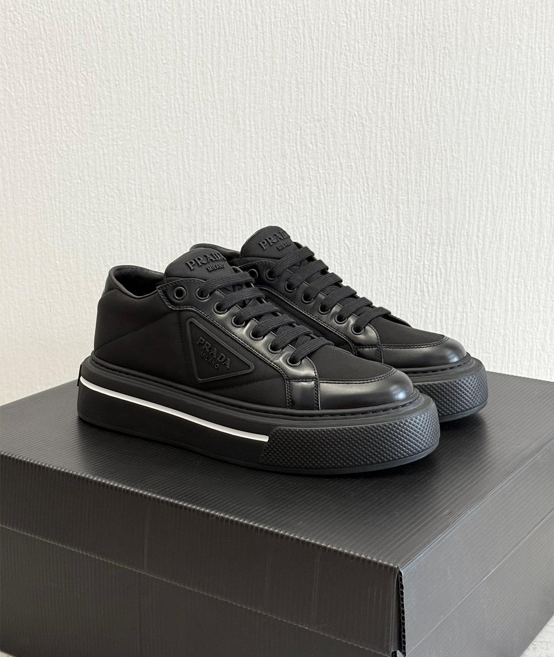 PRADA Черные текстильные кеды, фото 4