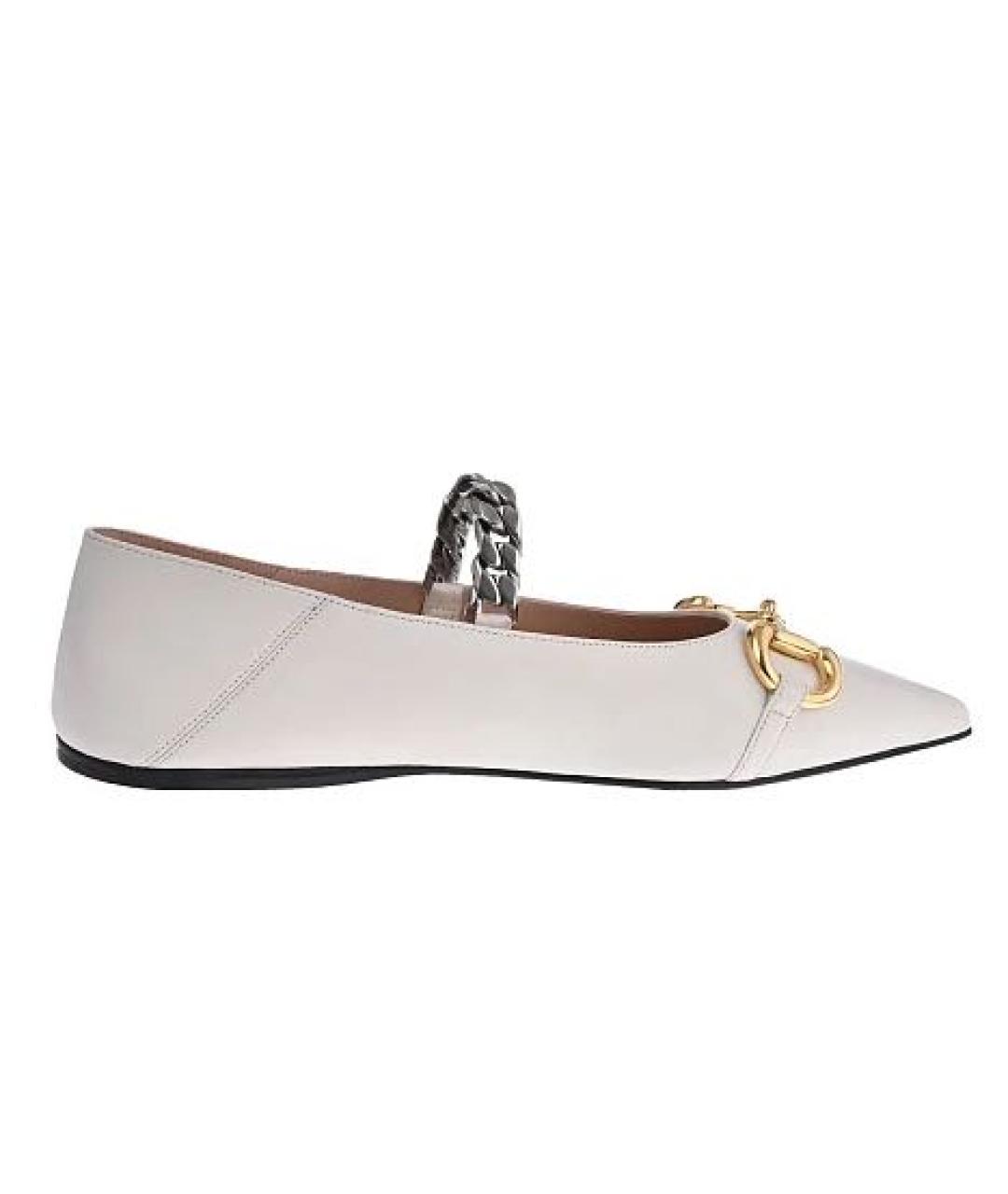 GUCCI Белые кожаные балетки, фото 5