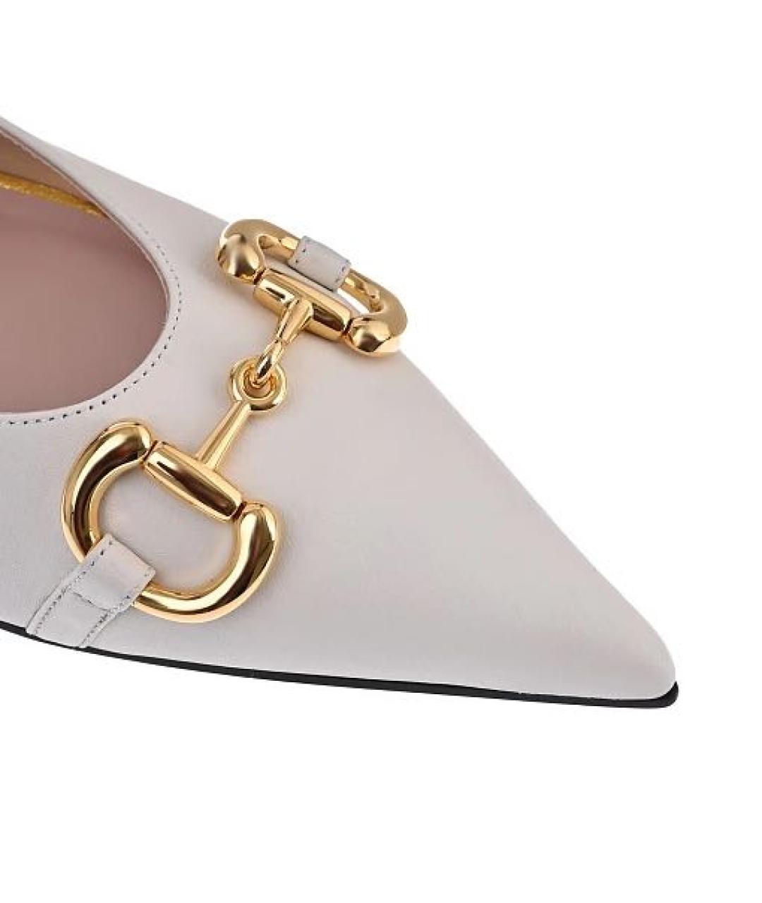 GUCCI Белые кожаные балетки, фото 4