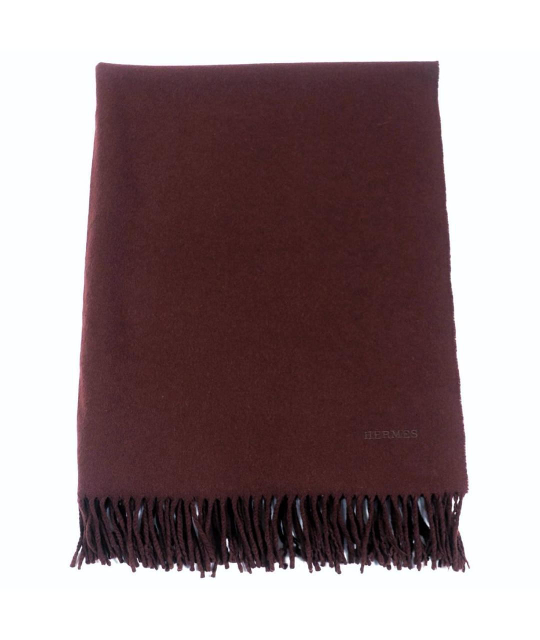 HERMES Коричневый кашемировый шарф, фото 1