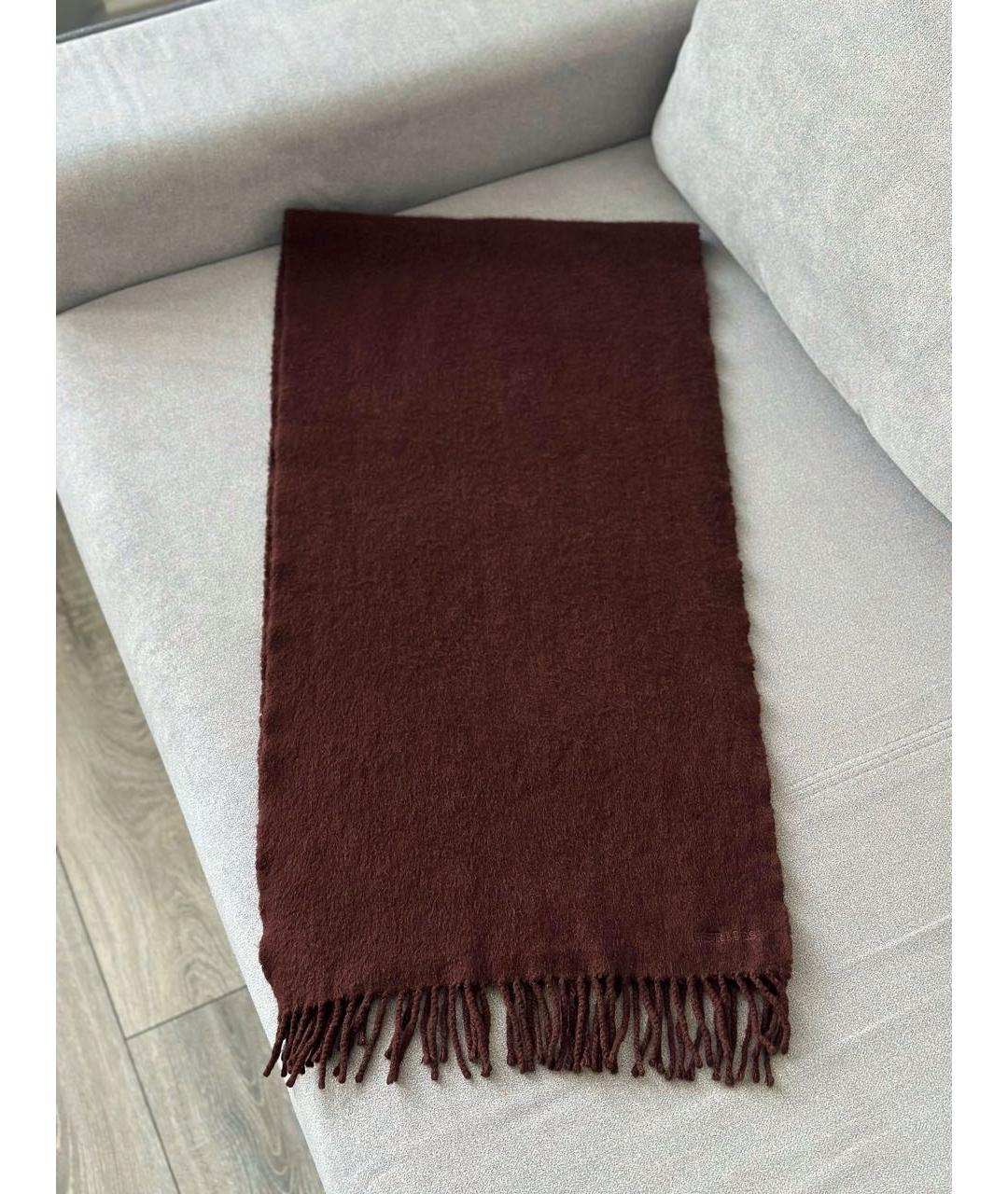 HERMES Коричневый кашемировый шарф, фото 3