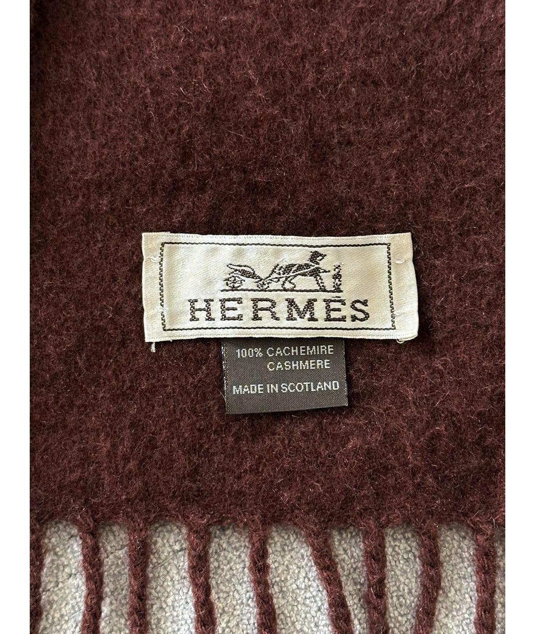 HERMES Коричневый кашемировый шарф, фото 6