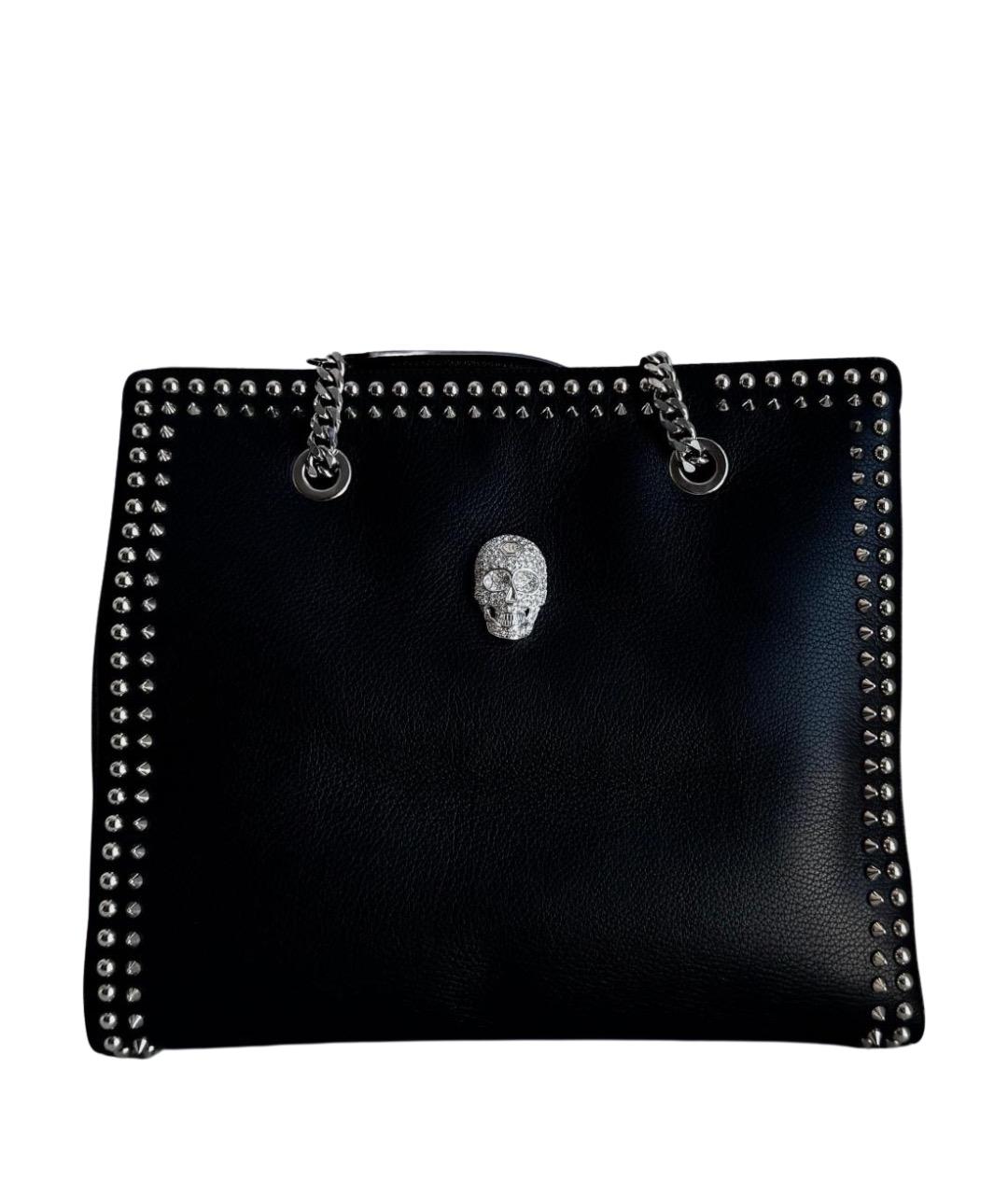 PHILIPP PLEIN Черная кожаная сумка тоут, фото 1