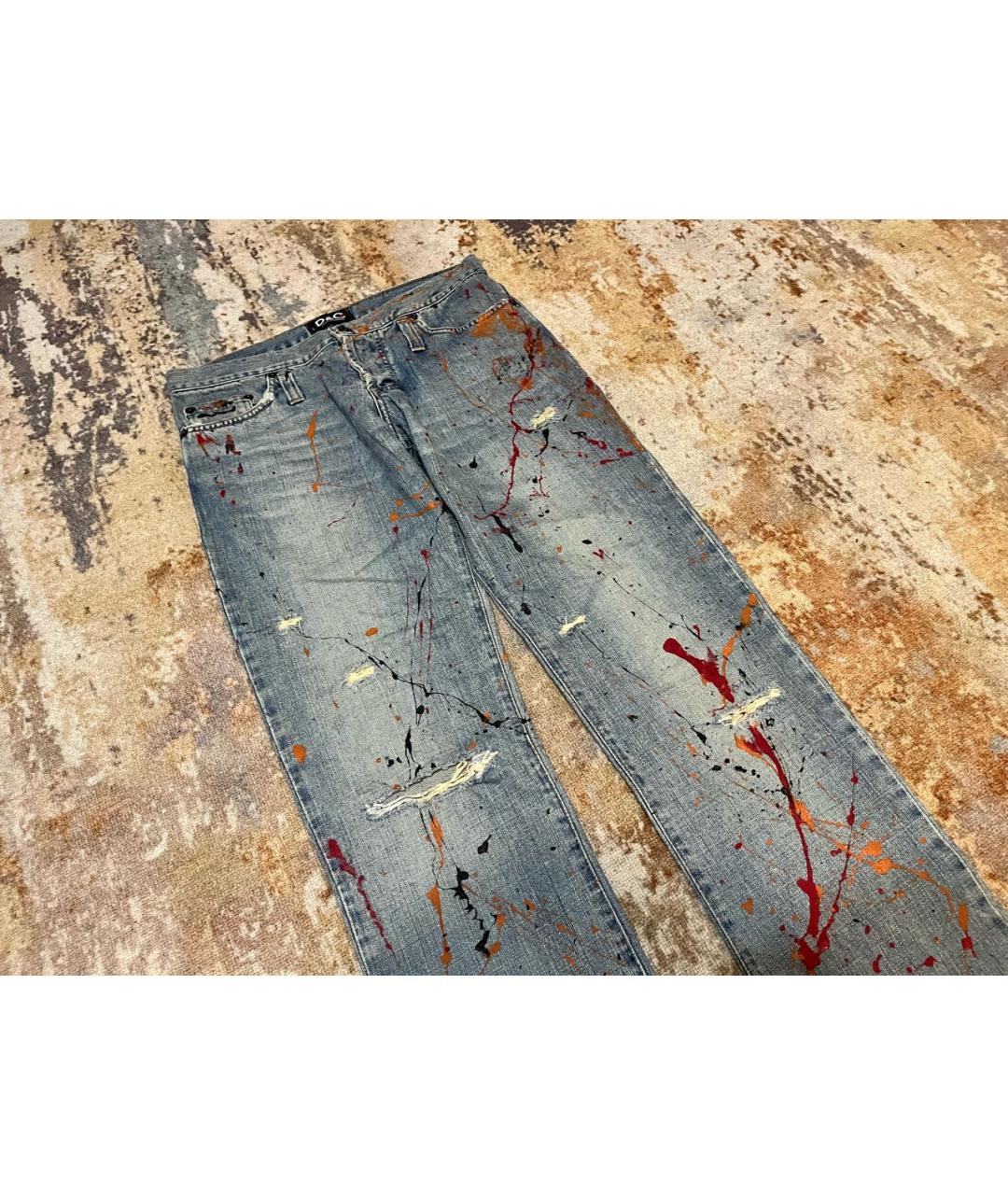 DOLCE&GABBANA Синие хлопковые джинсы клеш, фото 8