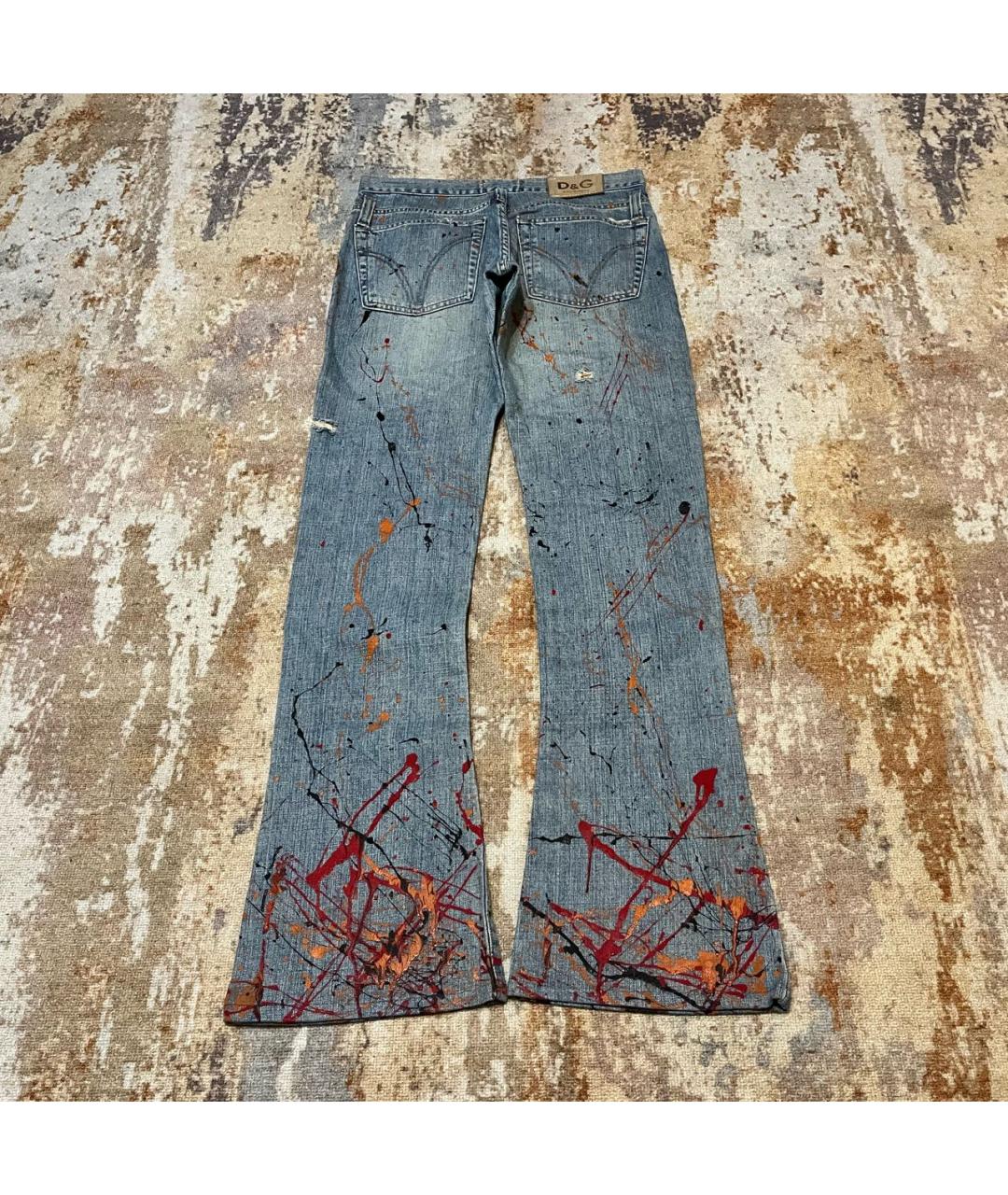 DOLCE&GABBANA Синие хлопковые джинсы клеш, фото 4