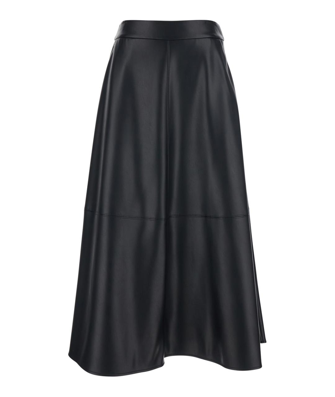 'S MAX MARA Черная полиуретановая юбка миди, фото 1