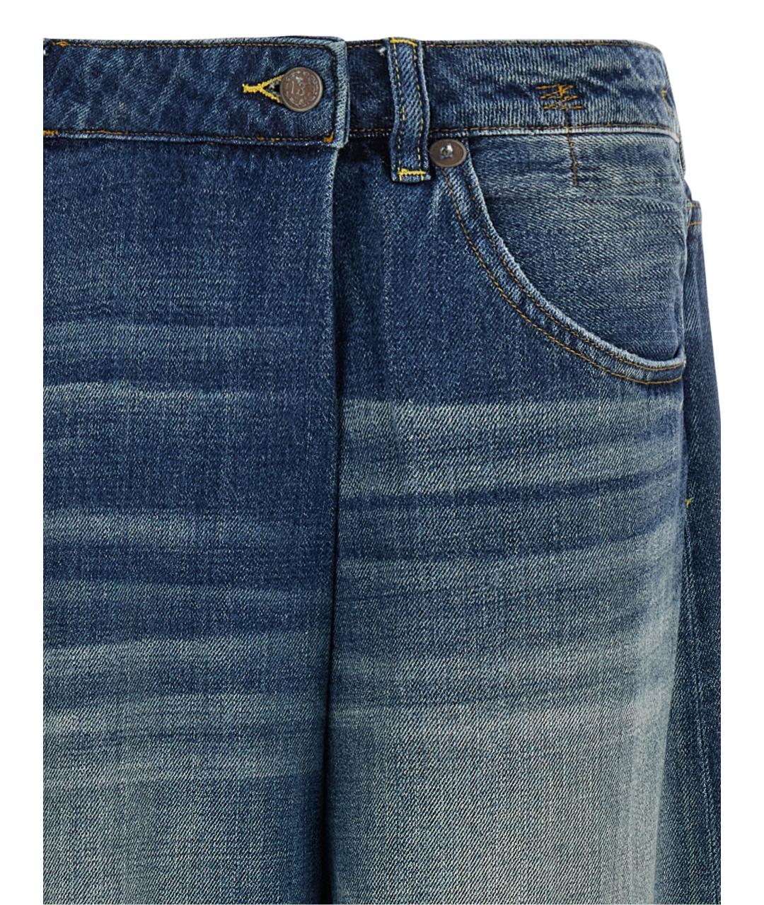 R13 Синие хлопковые прямые джинсы, фото 3