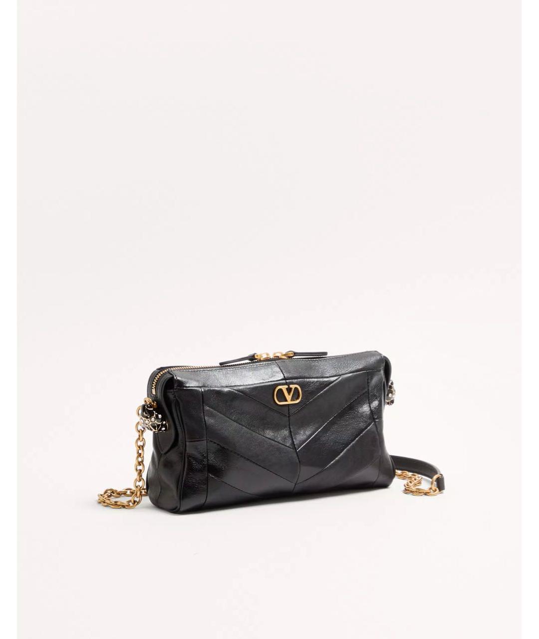 VALENTINO Черная кожаная сумка через плечо, фото 5
