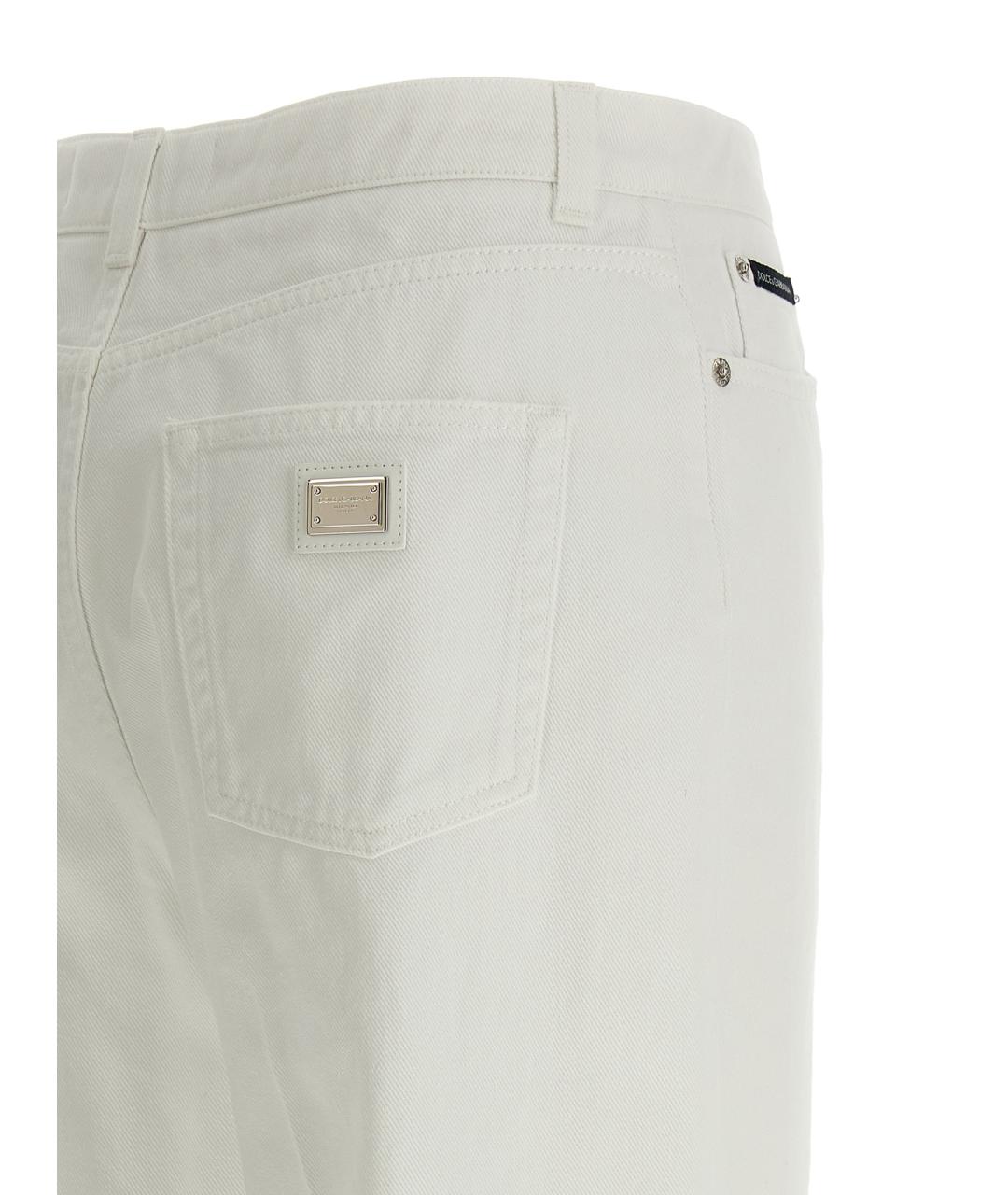 DOLCE&GABBANA Белые хлопковые джинсы клеш, фото 4