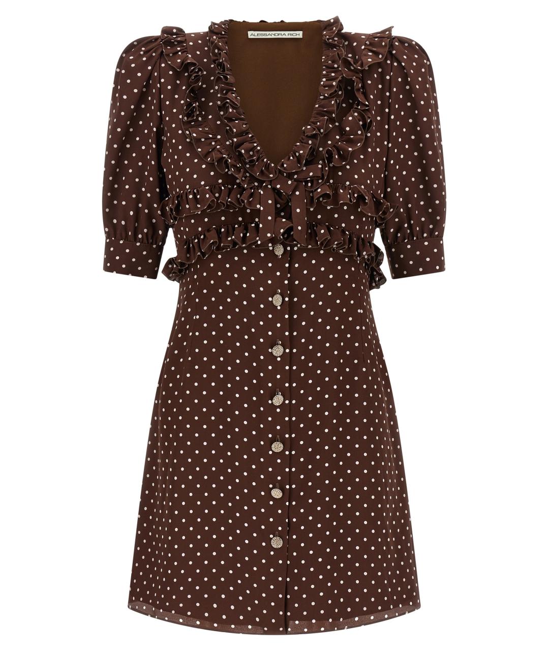 ALESSANDRA RICH Коричневое шелковое коктейльное платье, фото 1
