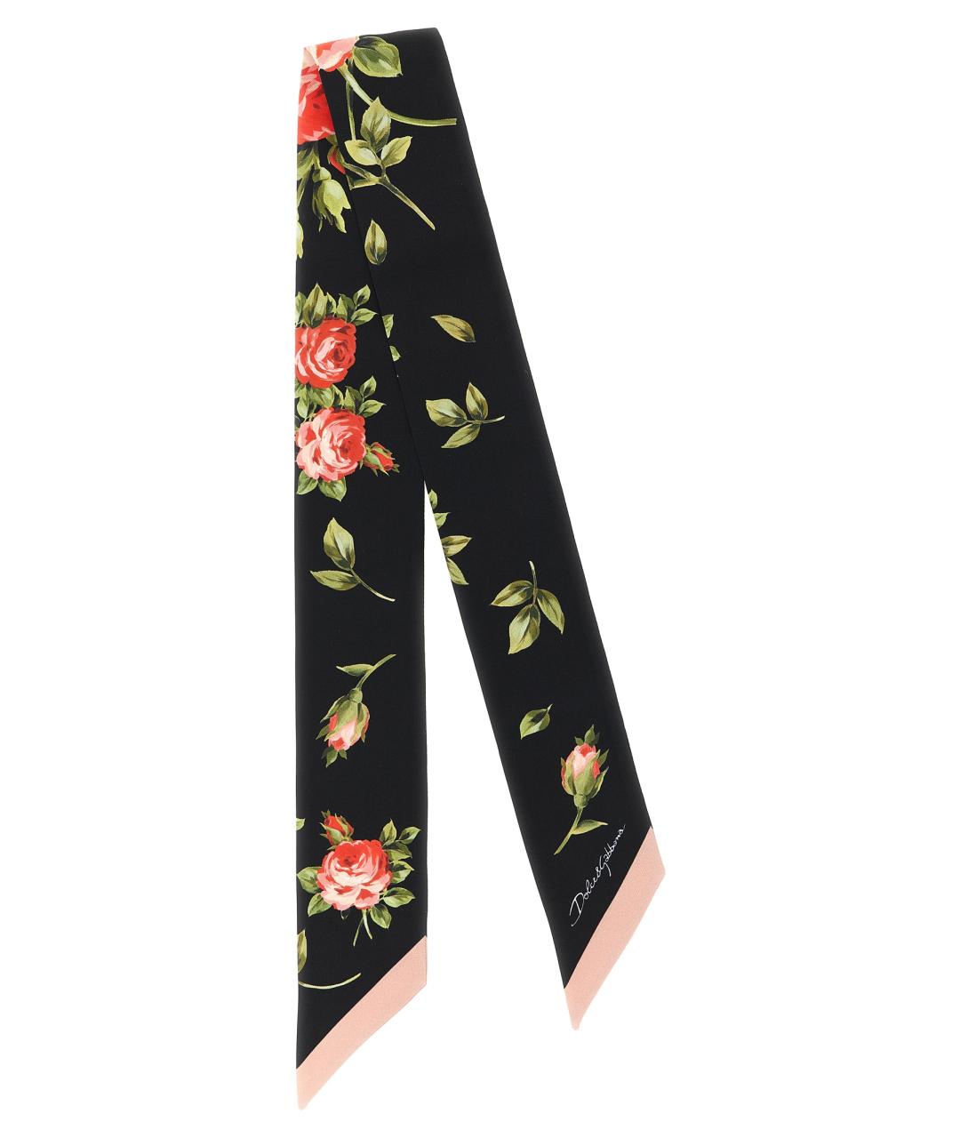 DOLCE&GABBANA Черный шелковый шарф, фото 1