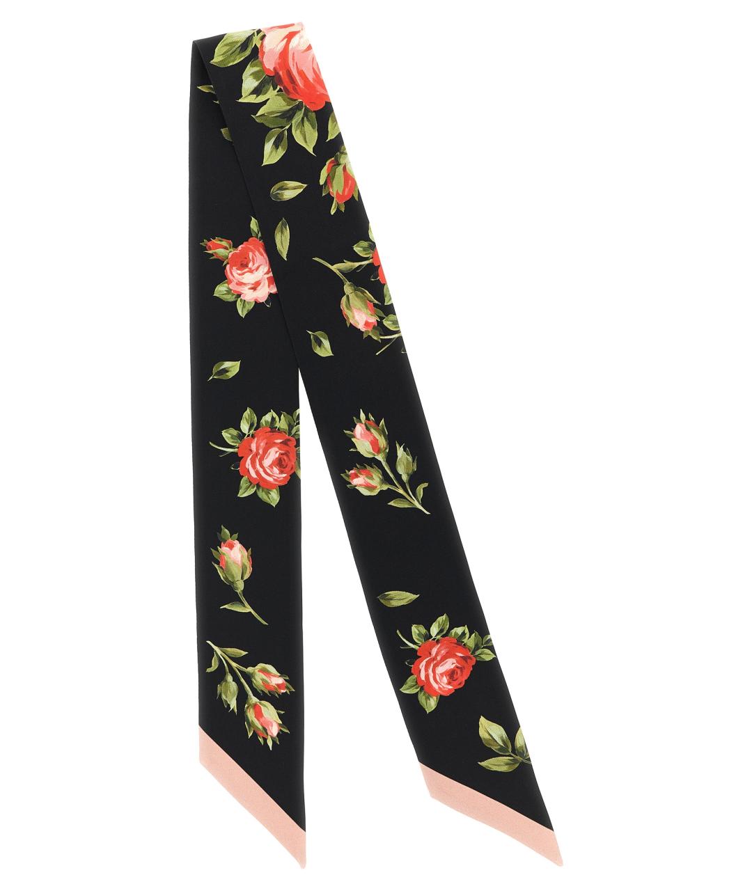 DOLCE&GABBANA Черный шелковый шарф, фото 2