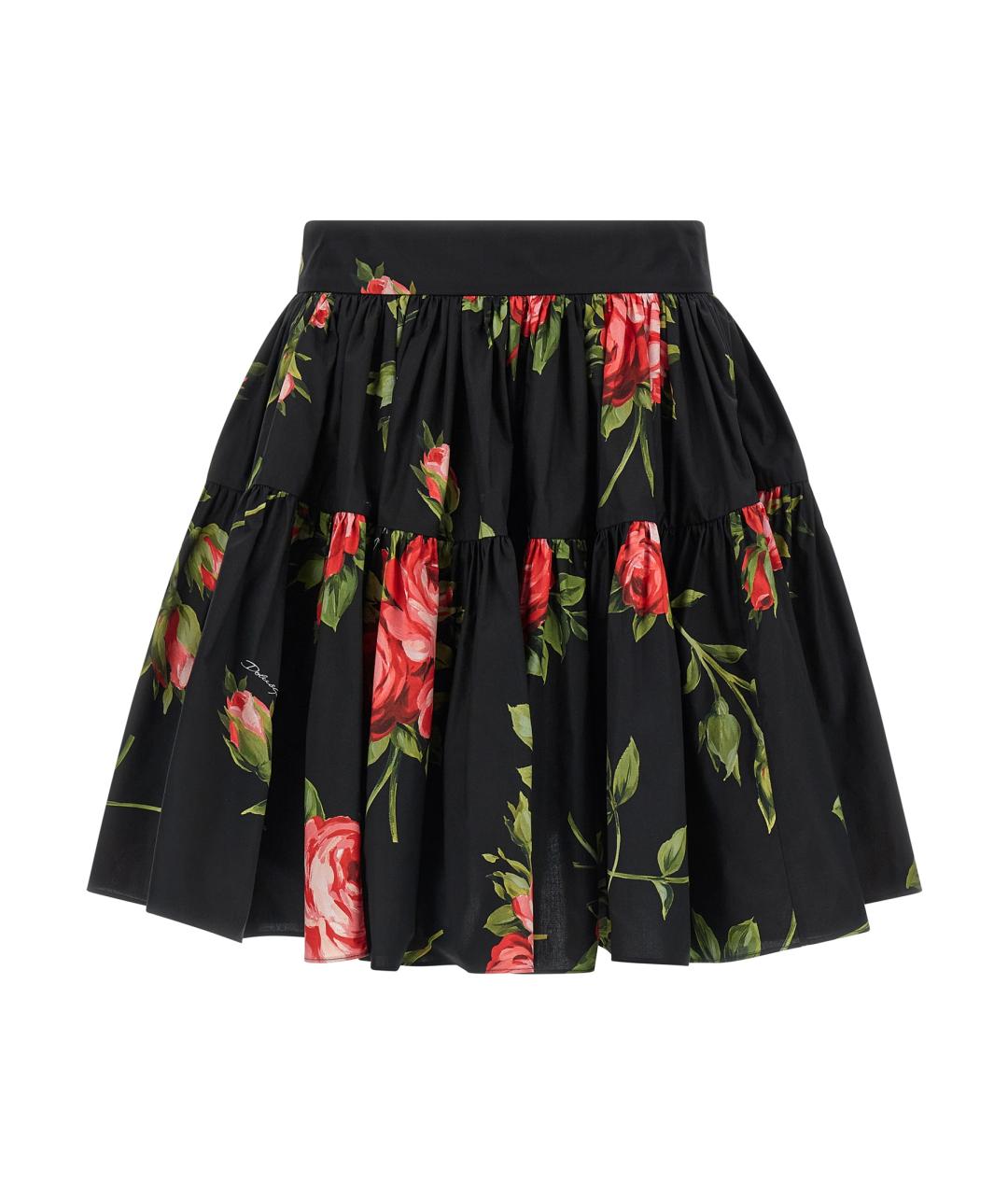 DOLCE&GABBANA Черная хлопковая юбка мини, фото 1