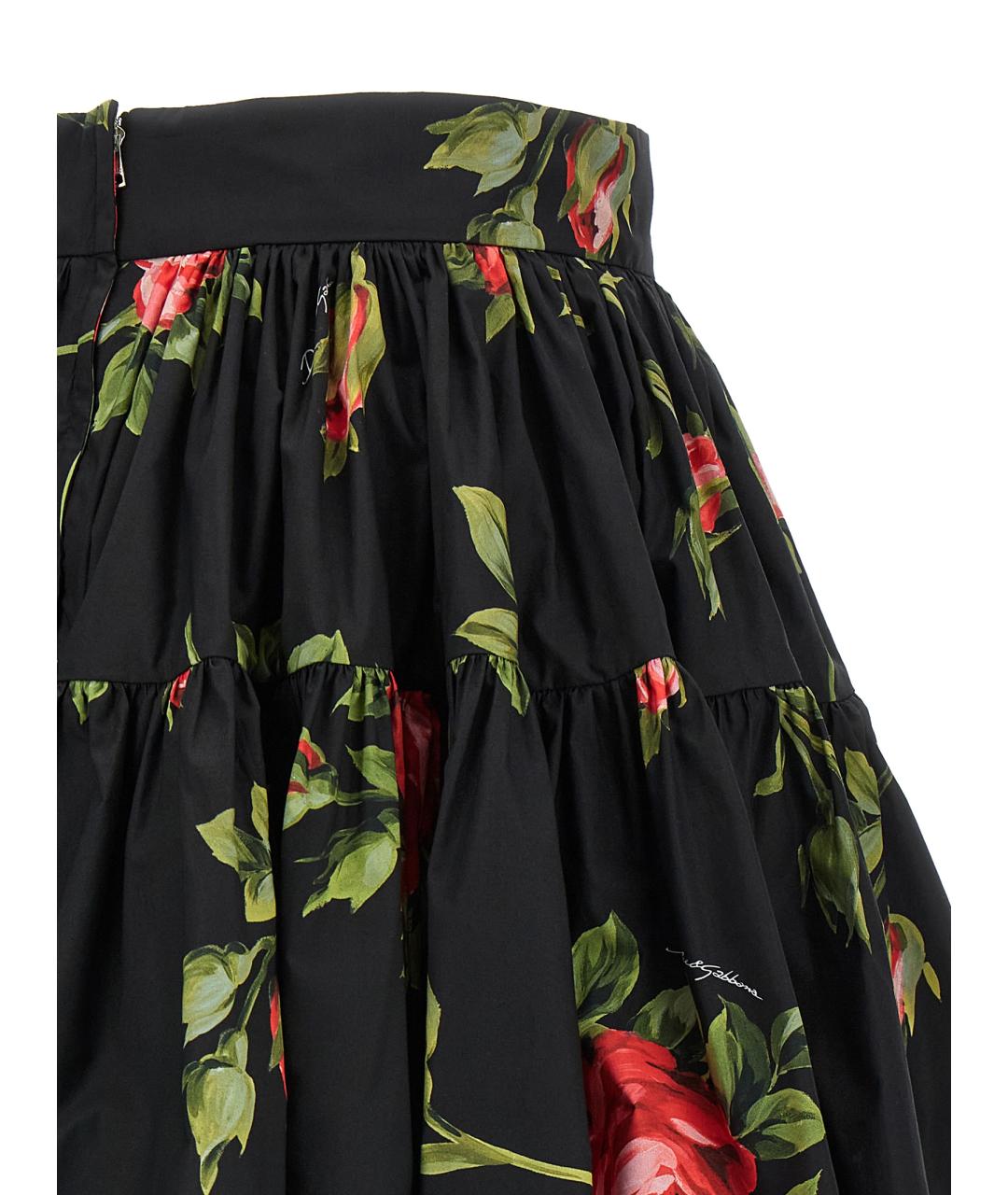 DOLCE&GABBANA Черная хлопковая юбка мини, фото 4