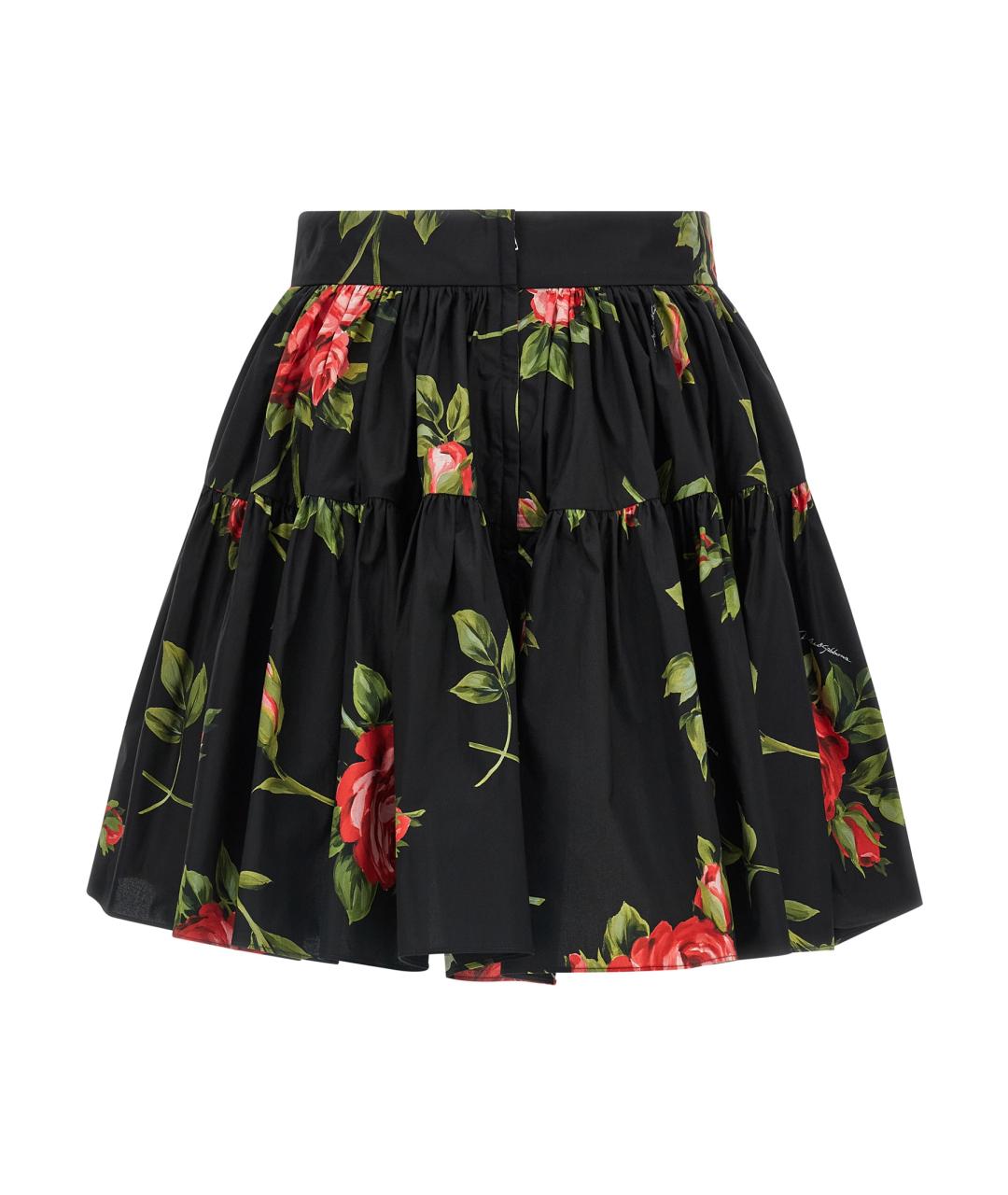 DOLCE&GABBANA Черная хлопковая юбка мини, фото 2