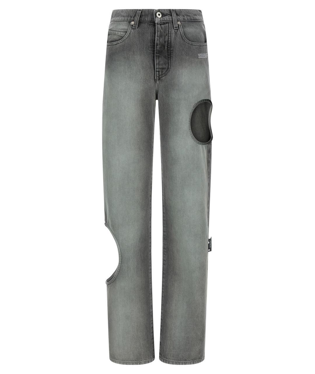 OFF-WHITE Серые хлопковые прямые джинсы, фото 1