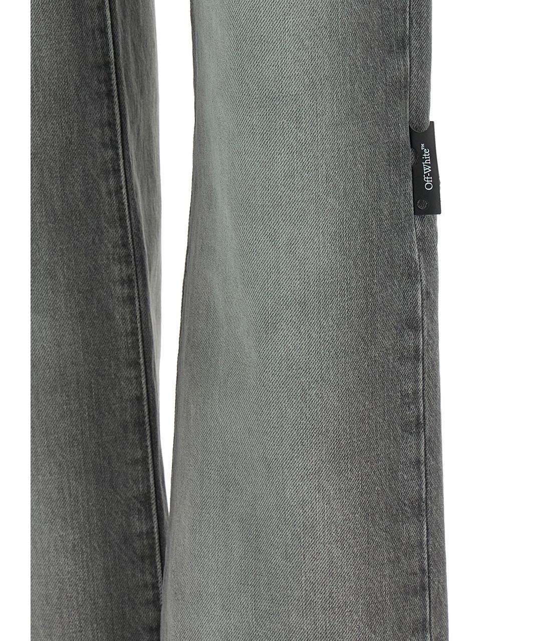 OFF-WHITE Серые хлопковые прямые джинсы, фото 5