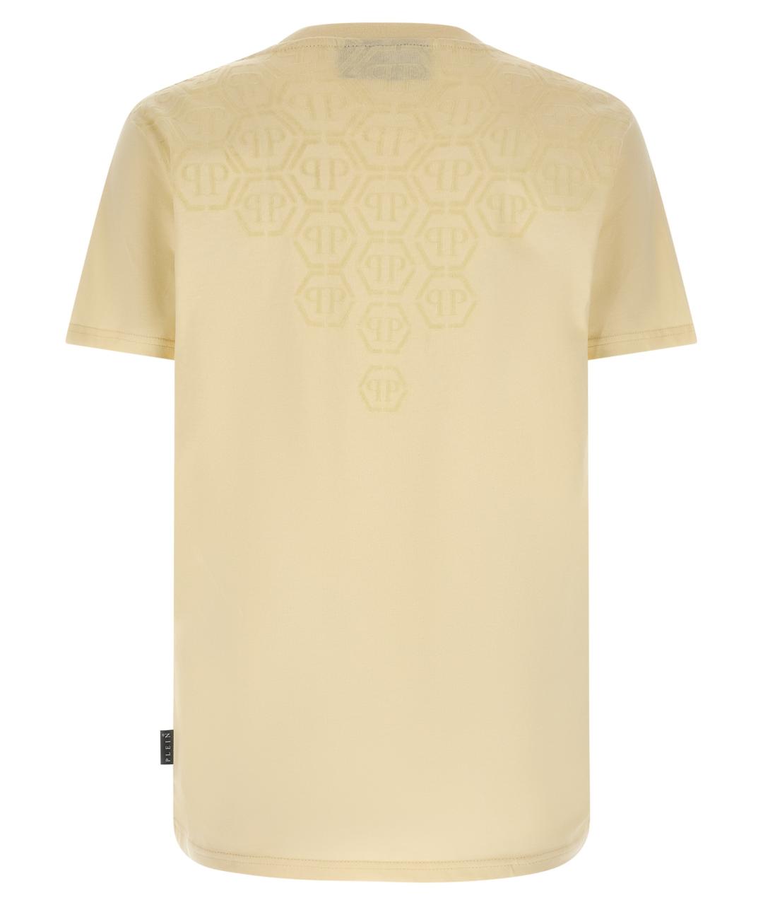 PHILIPP PLEIN Бежевая хлопковая футболка, фото 2