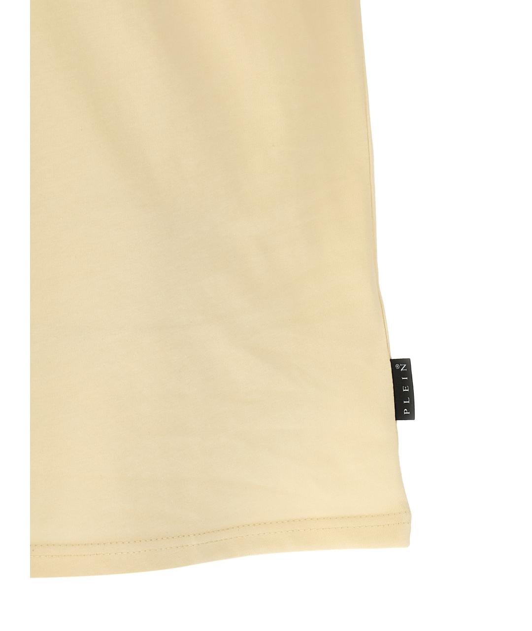 PHILIPP PLEIN Бежевая хлопковая футболка, фото 4