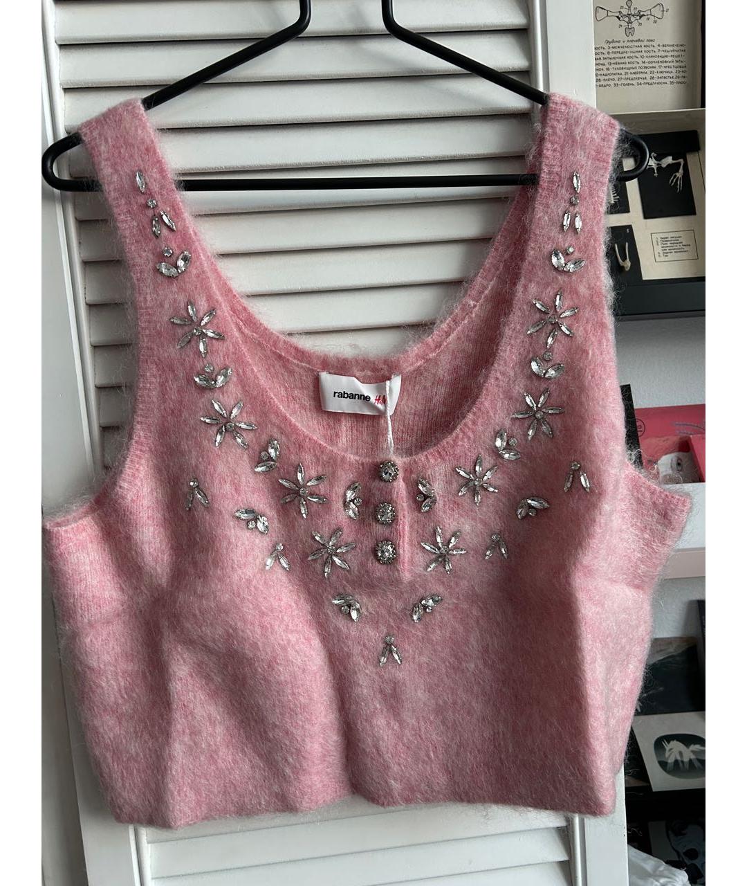 PACO RABANNE Розовая шерстяная жилетка, фото 3