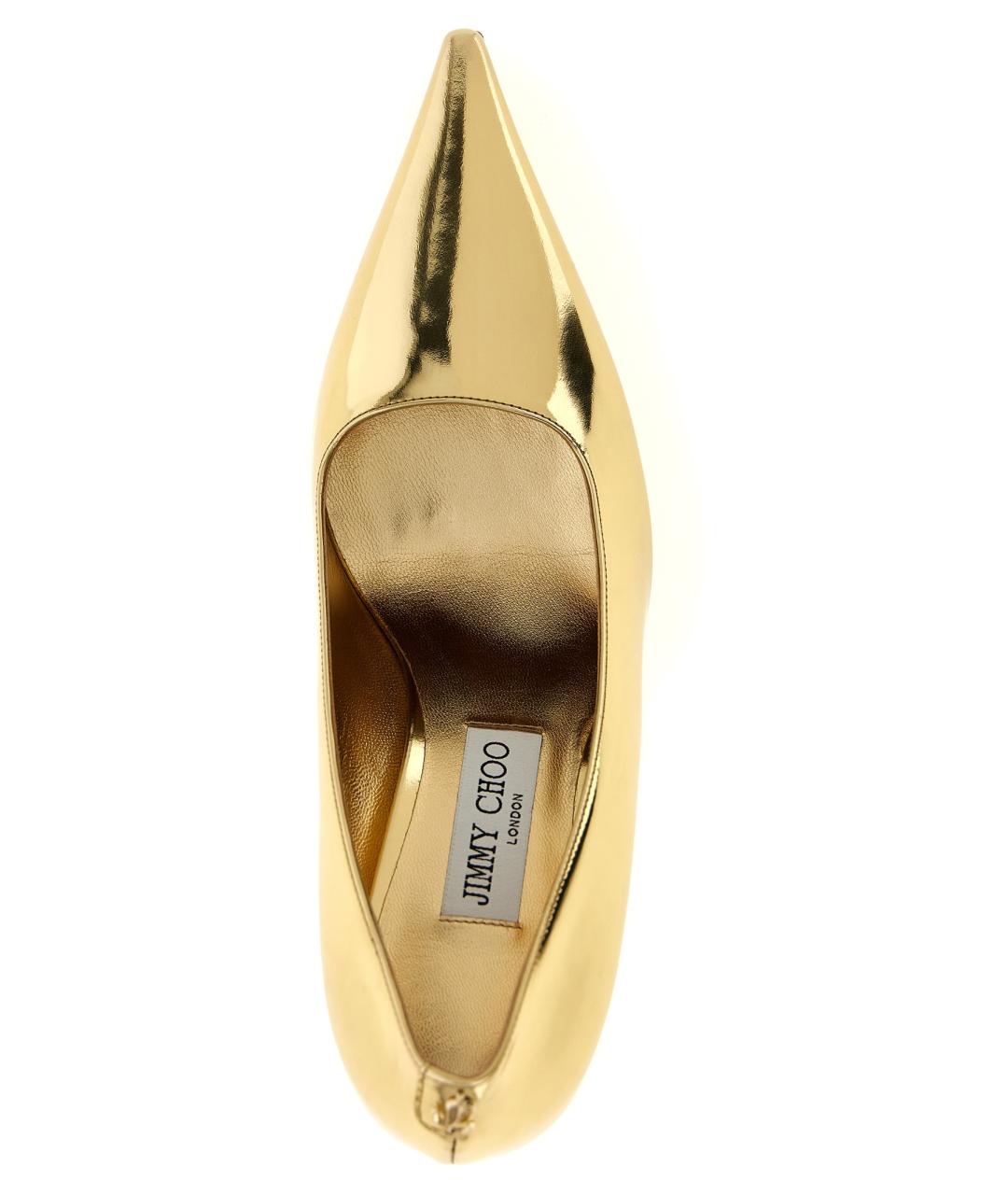 JIMMY CHOO Золотые туфли из лакированной кожи, фото 4