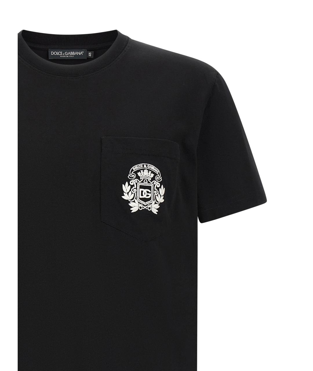 DOLCE&GABBANA Черная хлопковая футболка, фото 3