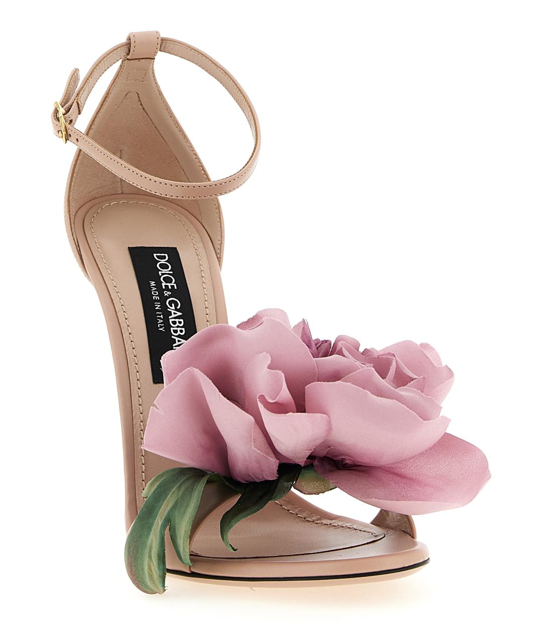 DOLCE&GABBANA Розовые кожаные босоножки, фото 2