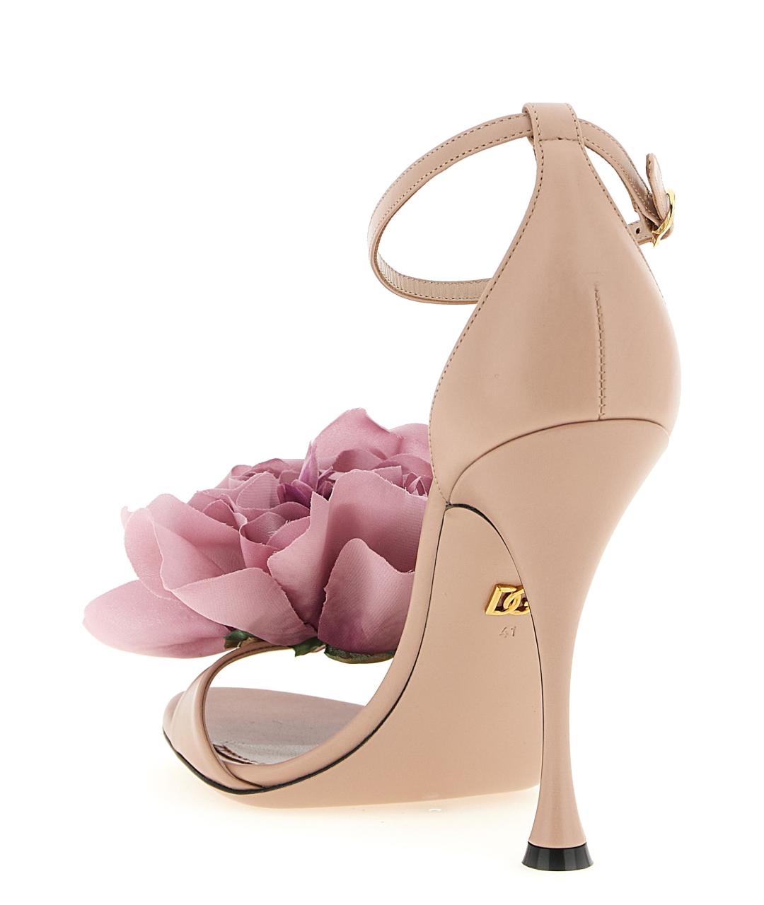 DOLCE&GABBANA Розовые кожаные босоножки, фото 3