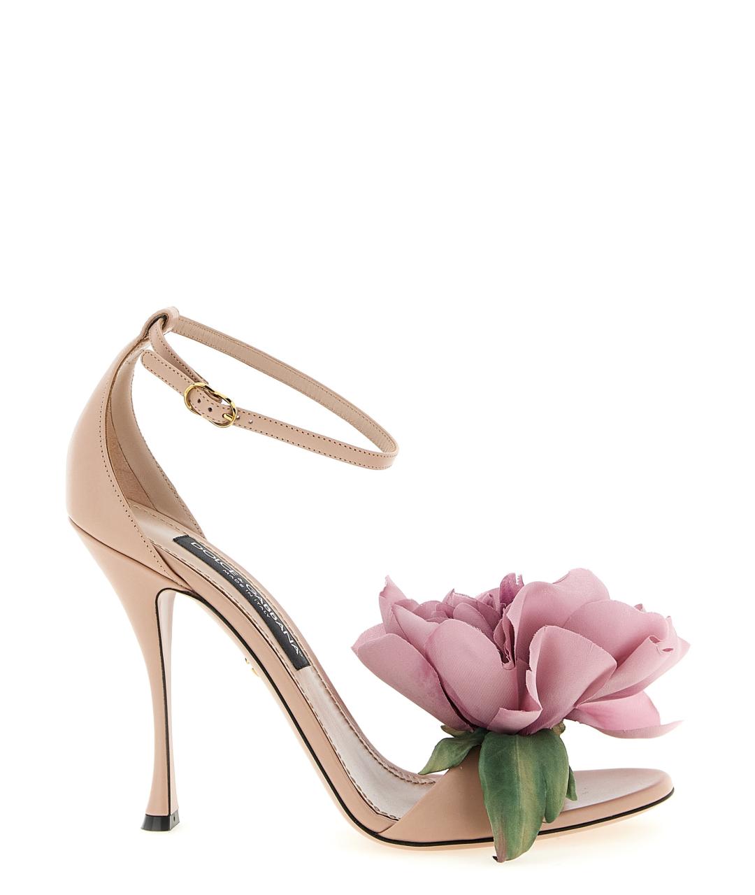 DOLCE&GABBANA Розовые кожаные босоножки, фото 1