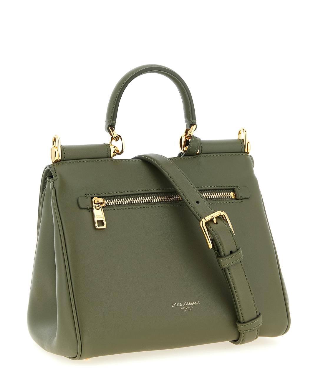 DOLCE&GABBANA Зеленая кожаная сумка тоут, фото 2