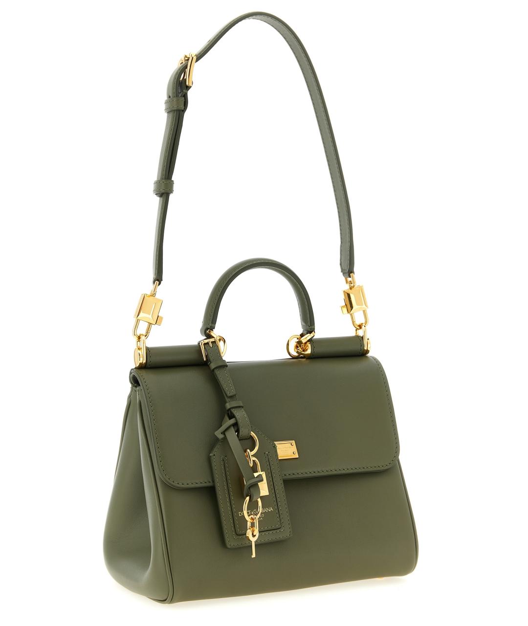 DOLCE&GABBANA Зеленая кожаная сумка тоут, фото 3