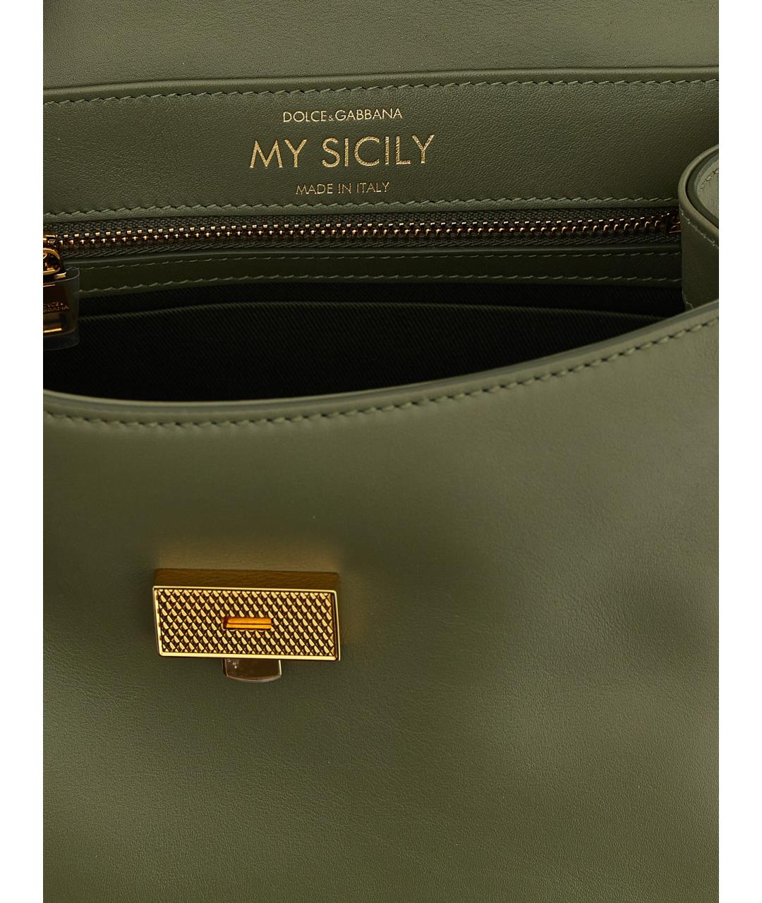 DOLCE&GABBANA Зеленая кожаная сумка тоут, фото 4
