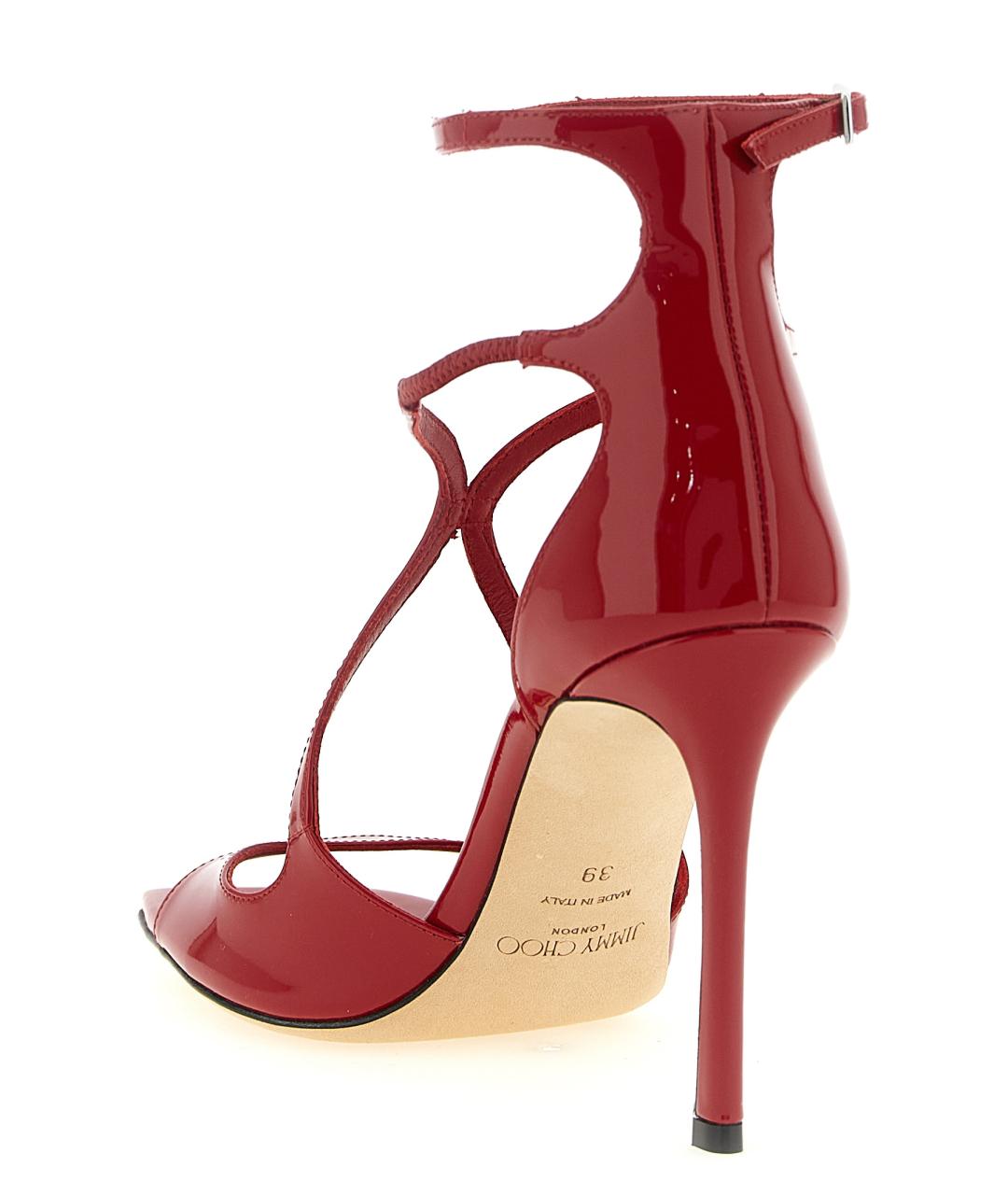 JIMMY CHOO Красные босоножки из лакированной кожи, фото 3