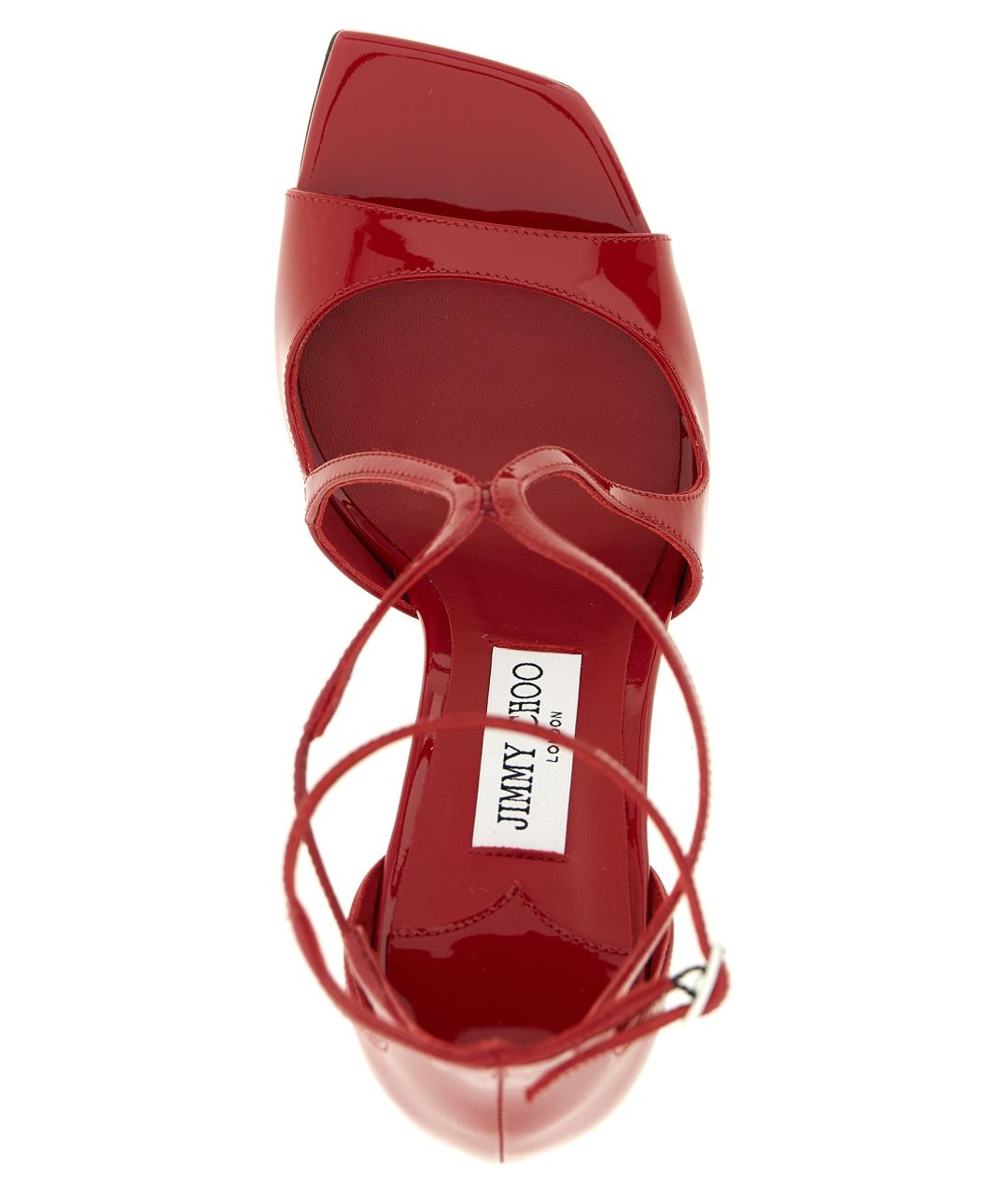 JIMMY CHOO Красные босоножки из лакированной кожи, фото 4
