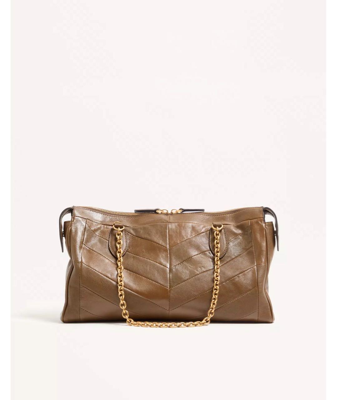 VALENTINO Горчичная кожаная сумка с короткими ручками, фото 4