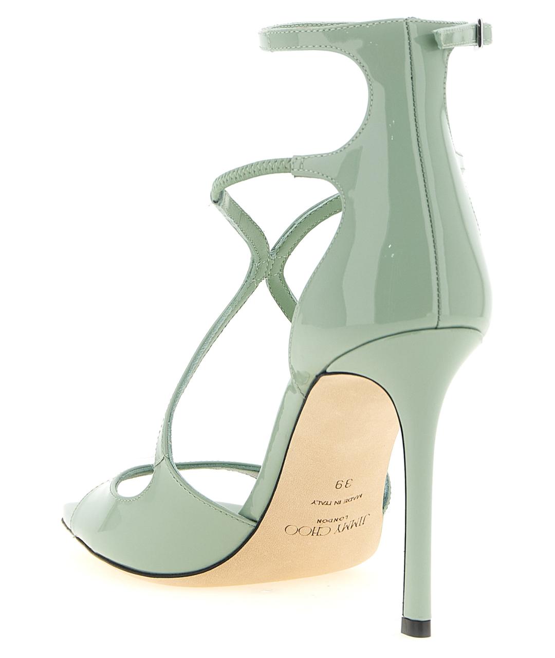 JIMMY CHOO Зеленые босоножки из лакированной кожи, фото 3