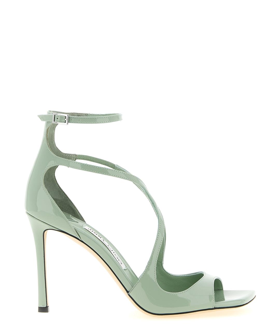 JIMMY CHOO Зеленые босоножки из лакированной кожи, фото 1