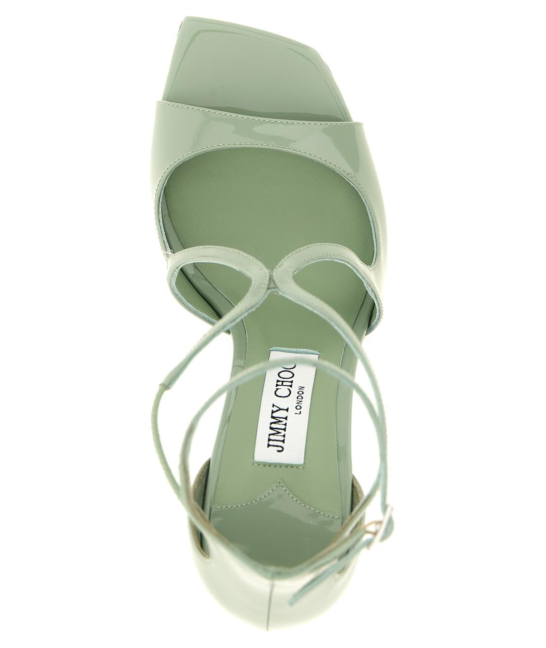 JIMMY CHOO Зеленые босоножки из лакированной кожи, фото 4