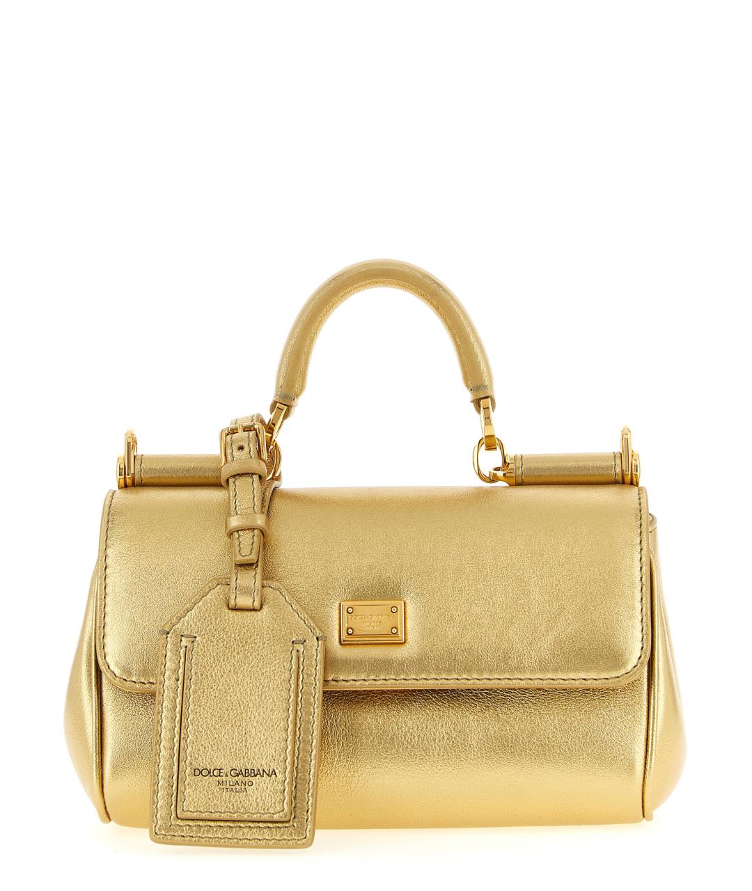 DOLCE&GABBANA Золотая кожаная сумка тоут, фото 1