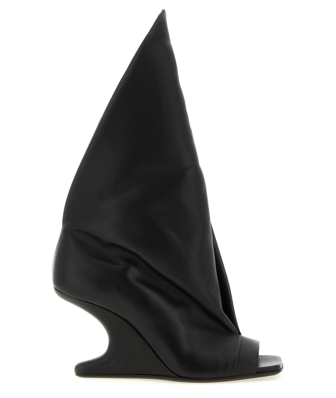 RICK OWENS Черные кожаные босоножки, фото 1