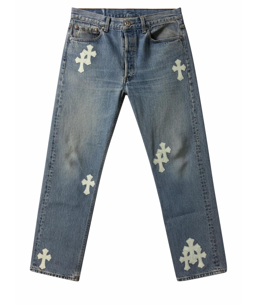 CHROME HEARTS Голубые хлопковые прямые джинсы, фото 1