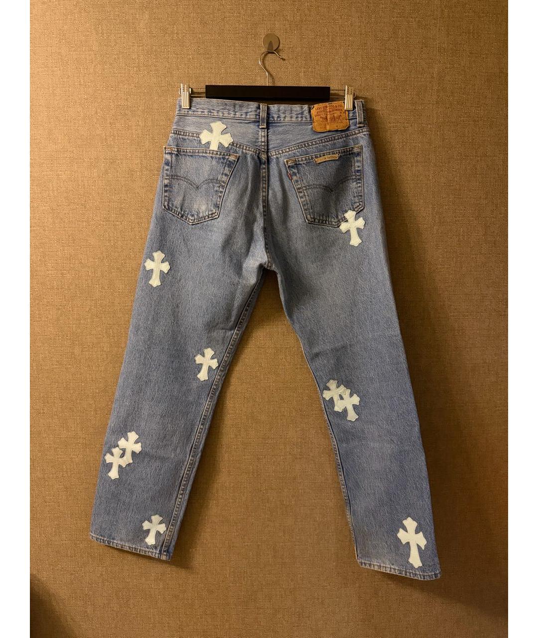 CHROME HEARTS Голубые хлопковые прямые джинсы, фото 3